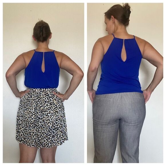 Express Blouse Royal Blue Sleeveless Small Office Preppy Bright Classy - Picture 3 of 11